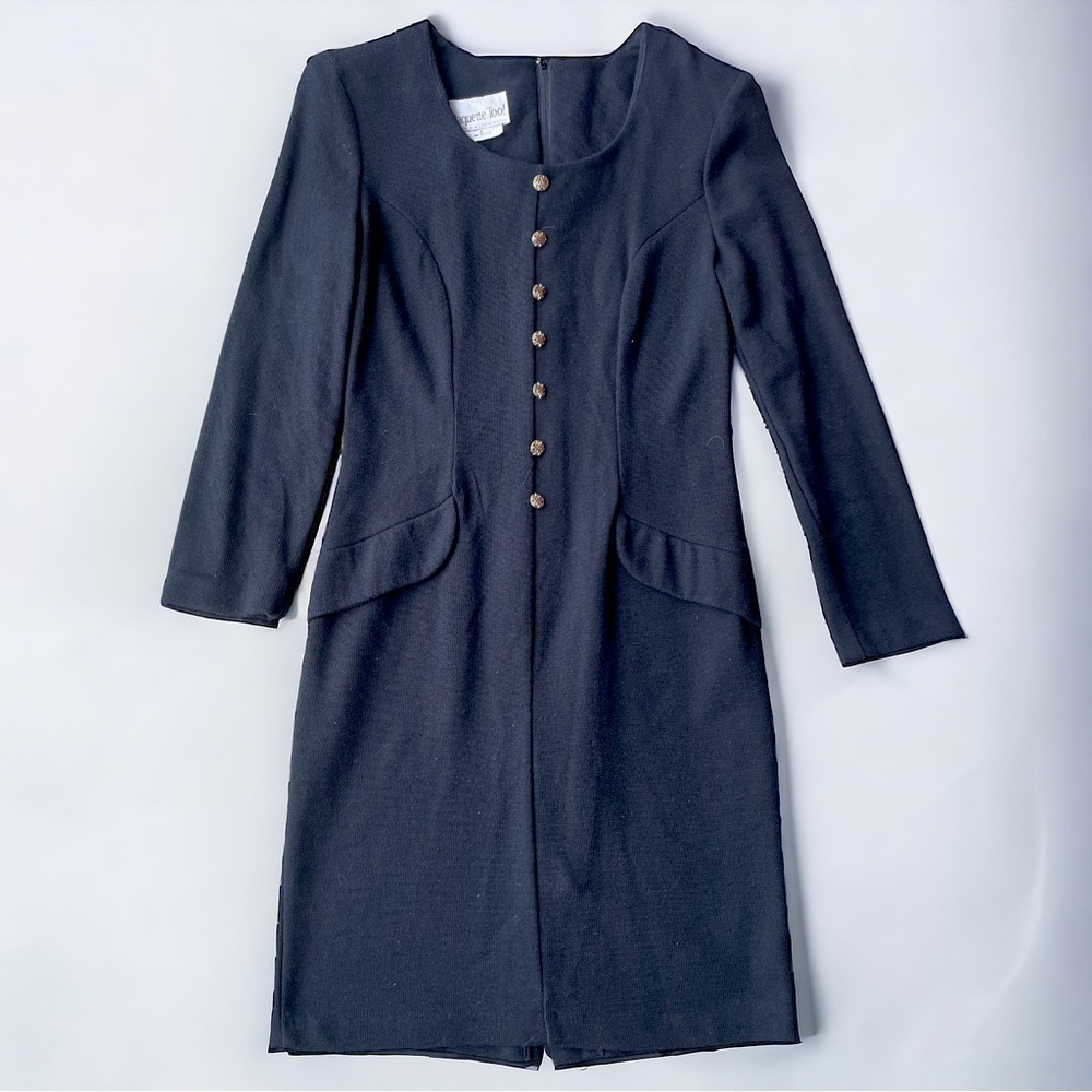 Vintage Paquette Too! Black long Sleeve Knit Dress | Size 8